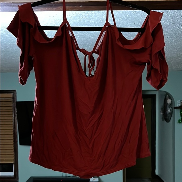 Red Ruffled Blouse - Picture 2 of 2